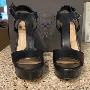 Black Vince Camuto Wedge Sandal 6.5 New!